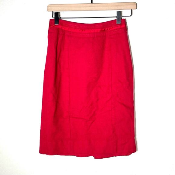 White House Black Market red wool blend straight pencil skirt size 00 B102 - Picture 1 of 4